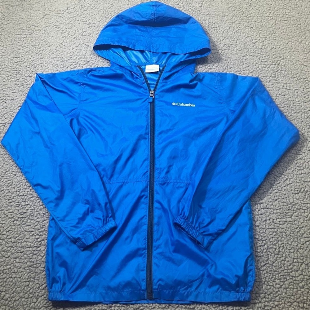 Columbia‎ Youth XL Blue Hooded Windbreaker Full Zip Jacket Outdoor Shell